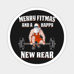 Merry Fitmas And A Happy New Rear Funny Holiday Workout tee Magnet